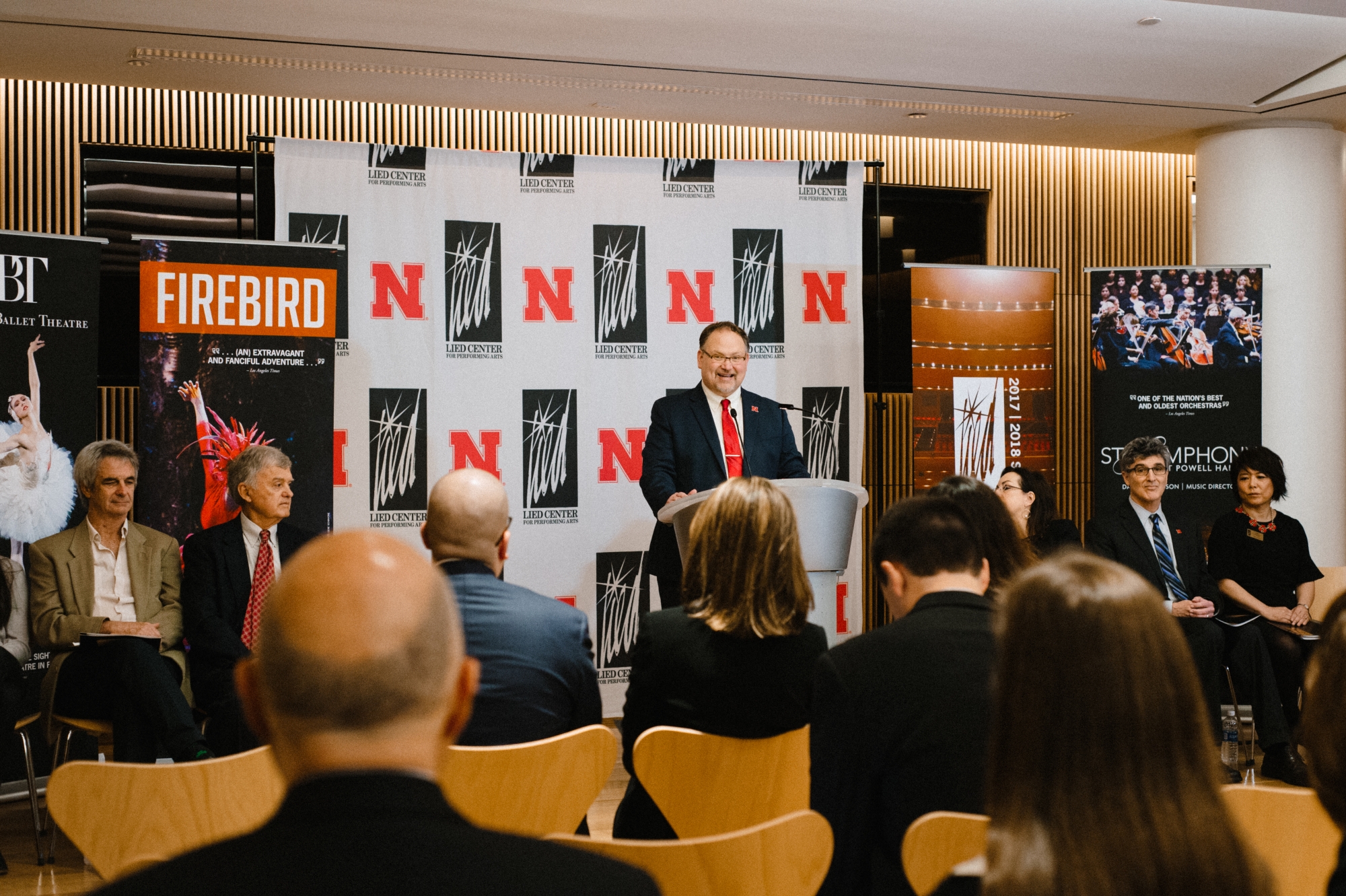 Image of the press conference announcing ABT coming to the Lied Center