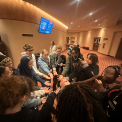 a group attends a performance at the lied center